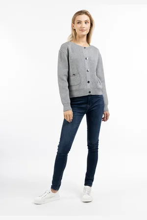 Dreimaster Strickjacke mit Knöpfen Damen Melange