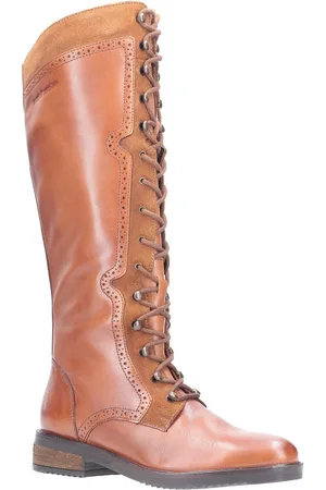 Hush Puppies Womens Rudy Zip Up Leder Schnürstiefel lang