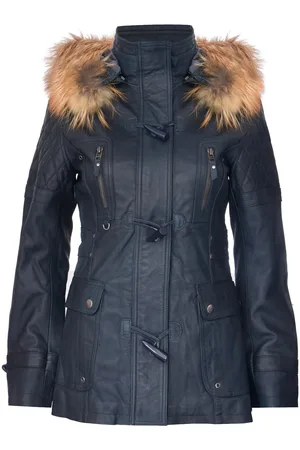 Infinity Damen-Parkajacke aus gestepptem Leder mit Kapuze – Northampton