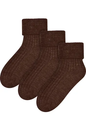 Steven 3 Paar Damen Wolle Bettsocken | | Luxus Warm Lounge Schlafsocken - Schokolade