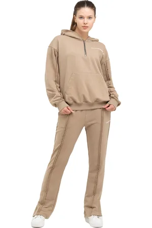 Tom Barron Damen-Trainingsanzug-Set mit Viertelreißverschluss und Logo in Oversize