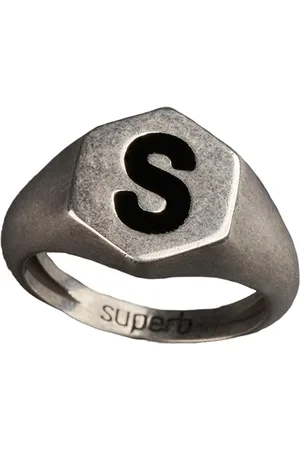 SUPERB Schwarzer sechseckiger Silberring für Damen