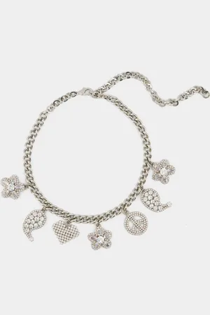 Alessandra Rich Crystal Charms Necklace - - Silver - Brass