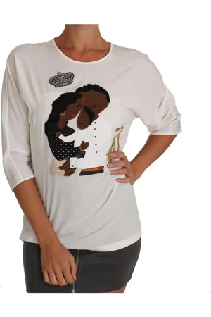 Dolce & Gabbana T-Shirt aus Seide mit Kristallverzierung