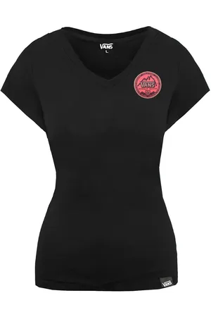 Vans Mountain Edition Kurzarm schwarzer V-Ausschnitt Womens T-Shirt VQWJ6U0
