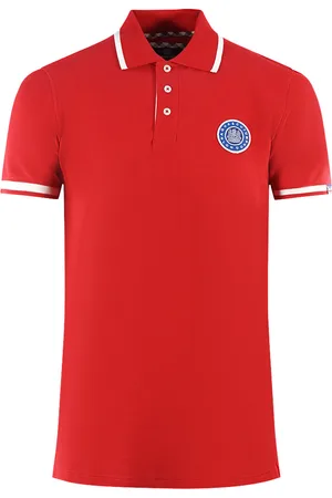 Aquascutum London Gesticktes Abzeichen Rotes Poloshirt