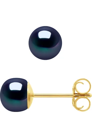Diadema Ohrringe - Echte Süßwasserperlen - Schwarzer Tahitian Style