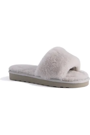 Aus Wooli Australia Damen Schafsfell Fluff Slide Pantoffeln