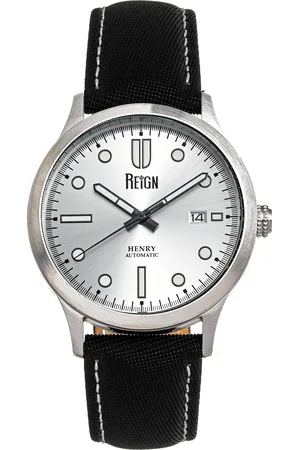 Reign Henry Automatikuhr mit leinenüberzogenem Lederarmband und Datum