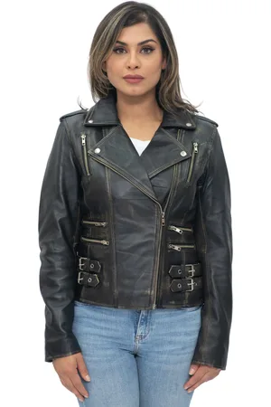 Infinity Damen Leder Vintage Brando Bikerjacke-Orlando