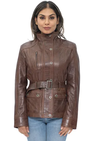 Infinity Damen-Bikerjacke aus Leder im Militärstil – Phoenix