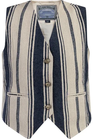 Dreimaster Weste Damen Dunkelmarine Wollweisser Streifen