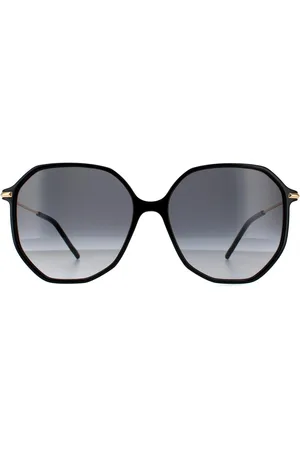 HUGO BOSS Round Womens Gold Dunkel Grau Gradient Sonnenbrille