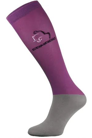 COMODO Femme Chaussettes Equitation | Chaussettes Hautes Longues pour Eté - Violet