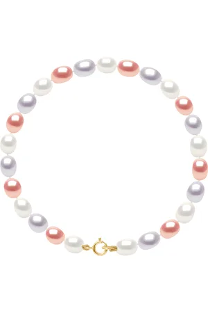 Diadema Armband - Echte Süßwasserperlen - Pastell mehrfarbig - Gelbgold