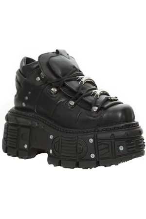 New Rock Unisex-Gothic-Stiefel aus schwarzem Metallic-Leder - M-TANK106-C2
