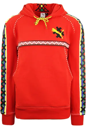 PUMA X Jahnkoy Hoodie Red Mens Logo bedruckter Jumper Sweatshirt 596680 47