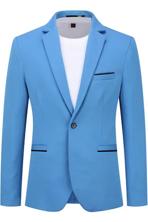 Allthemen Herren Anzugjacke Slim Fit Mantel Business Alltag Blazer Himmelblau