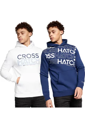 Crosshatch "Hensal" Kapuzenpullover für Herren (2er-Pack) (Marineblau/Weiß)