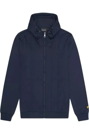 Lyle & Scott Hybrid Quilted Marineblauer Kapuzenpullover mit Reißverschluss