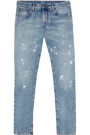 OFF-WHITE Diag Outline Print Vintage Blue Jeans
