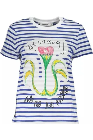 Desigual Kontrastierendes Rundhals-T-Shirt mit Logo-Print