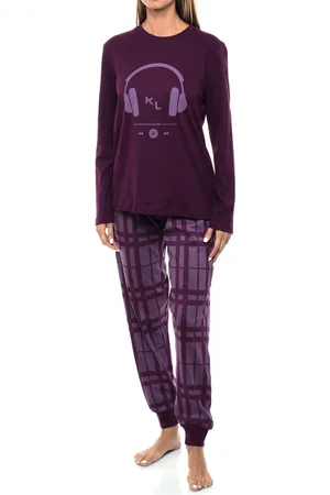 Kisses and Love KLP1 Damen-Winterpyjama mit langen Ärmeln