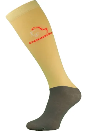 COMODO Femme Chaussettes Equitation | Chaussettes Hautes Longues pour Eté - Jaune