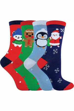 Sock Snob Kinder/Kinder 4 Pack dünne Baumwolle Rich Xmas Weihnachten Socken 3 Größen