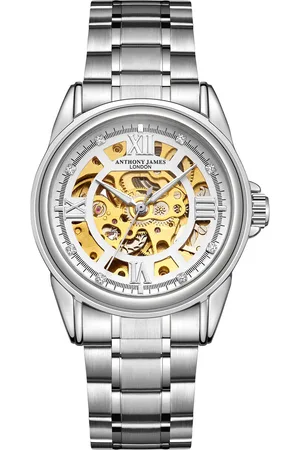 Anthony Handmontierte Limited Edition Skeleton Stahl Herrenuhr