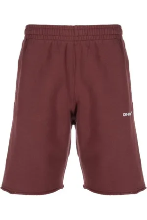OFF-WHITE Diag Helvetica Burgunderrote Sweatshorts