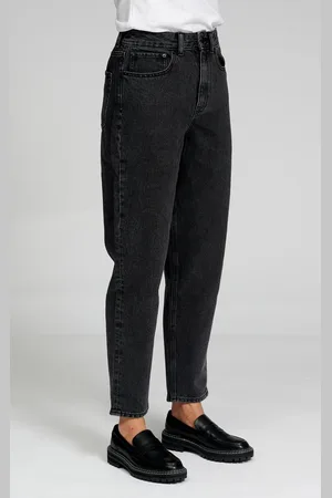 TeeShoppen Die Original Performance Mom Jeans - gewaschener schwarzer Denim