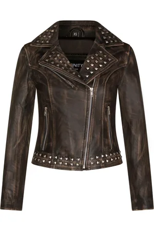 Infinity Damen Gothic Biker-Lederjacke mit Nieten-Bilbao