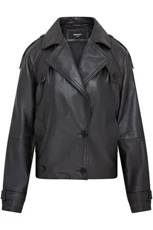 Infinity Kurze, �bergro�e Trenchcoat-Lederjacke f�r Damen - Canberra