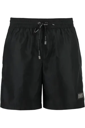 Dolce & Gabbana Silberne Plakette Platte Kordelzug Swimshorts in