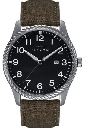 ELEVON Montre Crosswind avec bracelet en cuir recouvert de toile et date