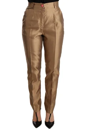 Dolce & Gabbana Shantung Schmal zulaufende Hose aus Seide mit Metallic-Glanz