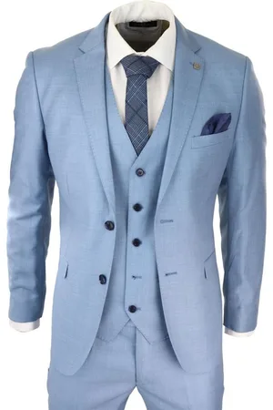 PAUL ANDREW 3-teiliger Herren-Retro-Anzug mit klassischem Stich in Hellblau