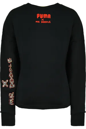 PUMA X Mr Doodle Langarm Crew Neck Schwarze Herren Grafik Sweatshirt 598687 01