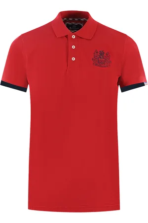 Aquascutum Branded Kragen Rotes Poloshirt
