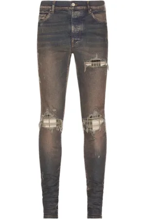 AMIRI MX1 karierte Jeans in dunklem Indigoblau