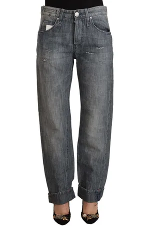 ACHT Gewaschene Jeans mit geradem Denim mit gefaltetem Saum