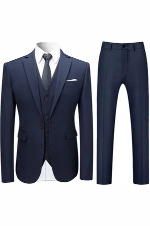 Allthemen 3-teiliger Slim Fit-Anzug für Herren in Marineblau