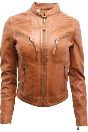 Infinity Slim-Fit-Bikerjacke aus Leder für Damen-Maldon