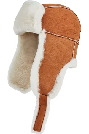 Infinity Hellbraune RAF-Fliegermütze aus Wildleder und Schaffell B-55 für Herren, warme Winter-Navigator-Mütze aus Leder