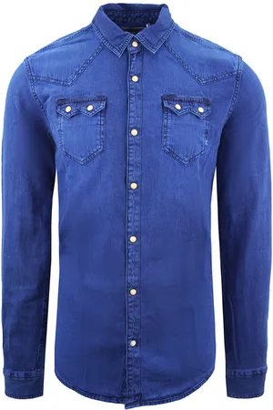 Scotch&Soda Reguläres schlankes Fit -Hemd Langarm Blue Herren Top 141265 62000