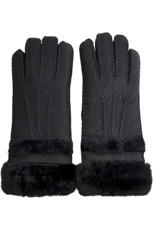 Infinity Damenhandschuhe aus echtem schwarzem Wildleder mit aufrollbarer Manschette