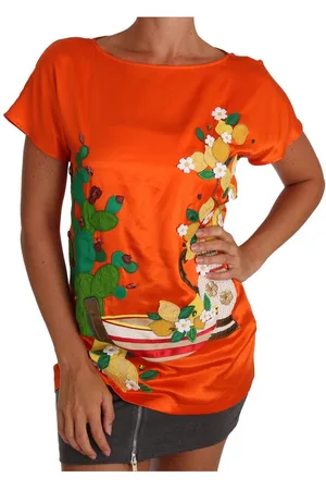Dolce & Gabbana Wunderschones T-Shirt aus Seide mit Kristallstickerei