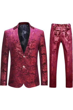Allthemen 2-teiliger Slim Fit Stilvoller Anzug mit Blumenmuster