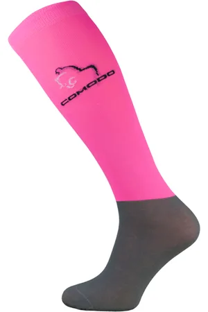 COMODO Femme Chaussettes Equitation | Chaussettes Hautes Longues pour Eté - Rose Néon